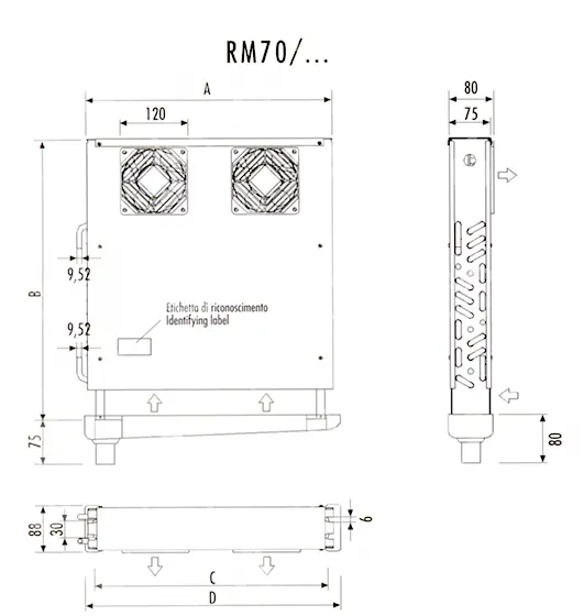 výparník RIVACOLD 589 W, RM 70/349, jednostranný